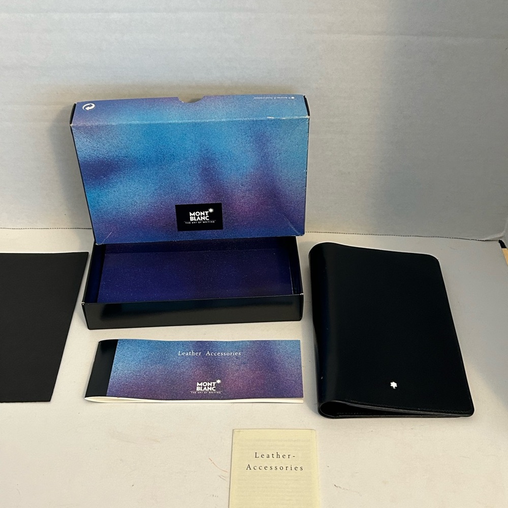 Mont Blanc Black Leather Notepad with Pen and Box